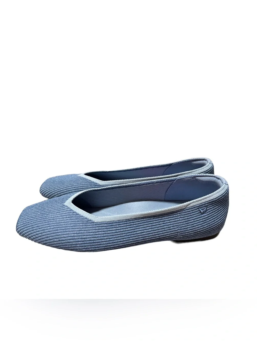 Vivaia Margot 2.0 Square Toe V-Cut Flats Women's 42/ 11.5 Denim Blue NEW